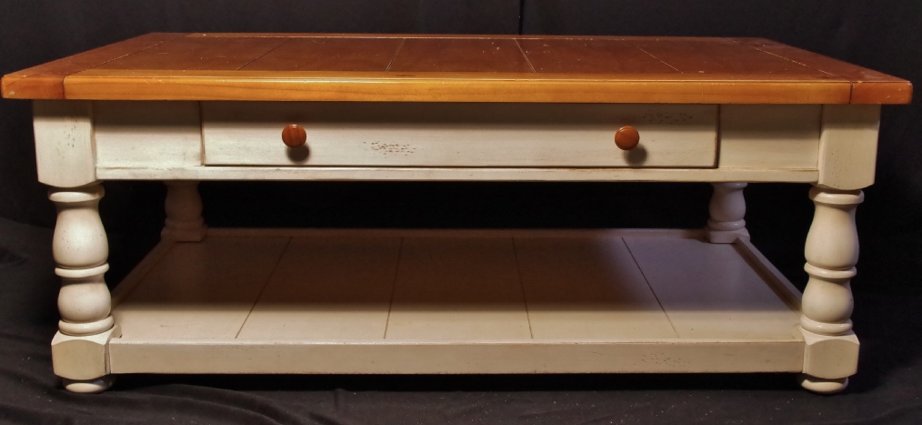 Broyhill Country French Style Coffee Table with White Base