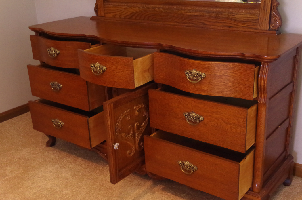 Lexington "Victorian Sampler" Red Oak Dresser and Mirror