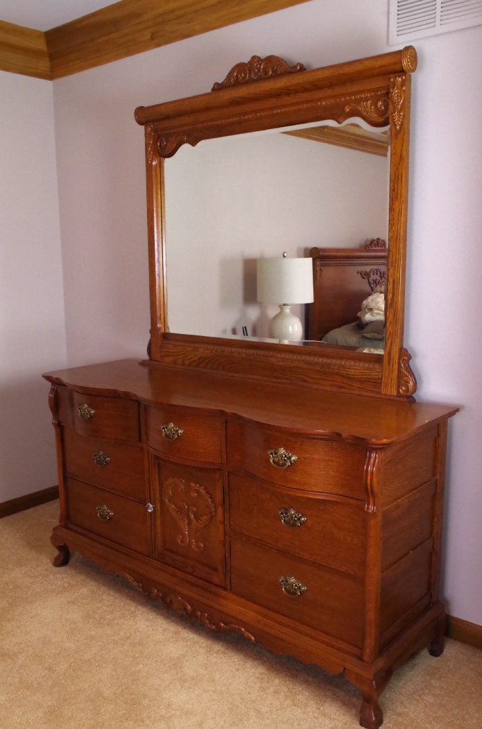 Lexington "Victorian Sampler" Red Oak Dresser and Mirror