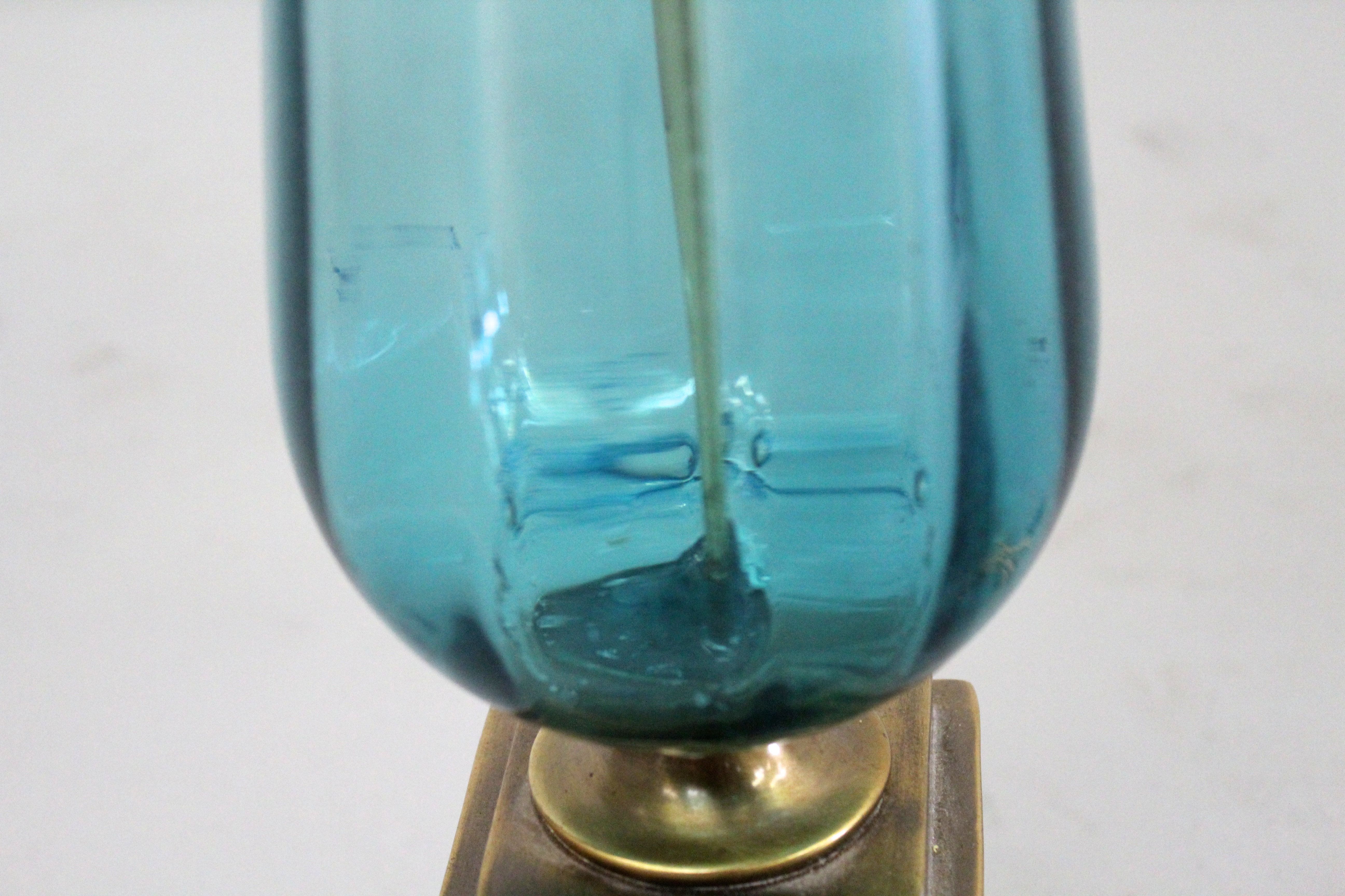 Vintage Blue Glass Table Lamp