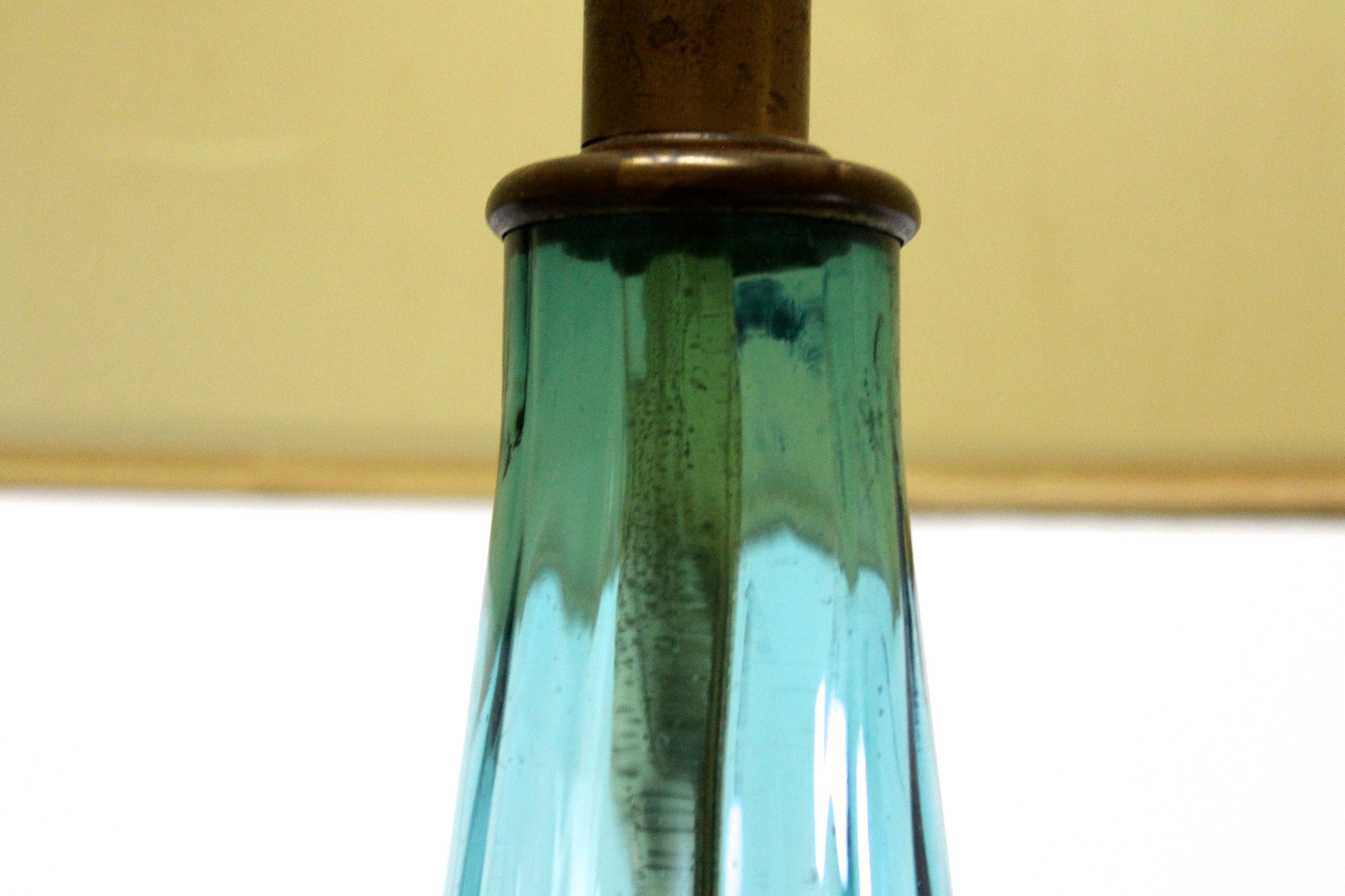 Vintage Blue Glass Table Lamp