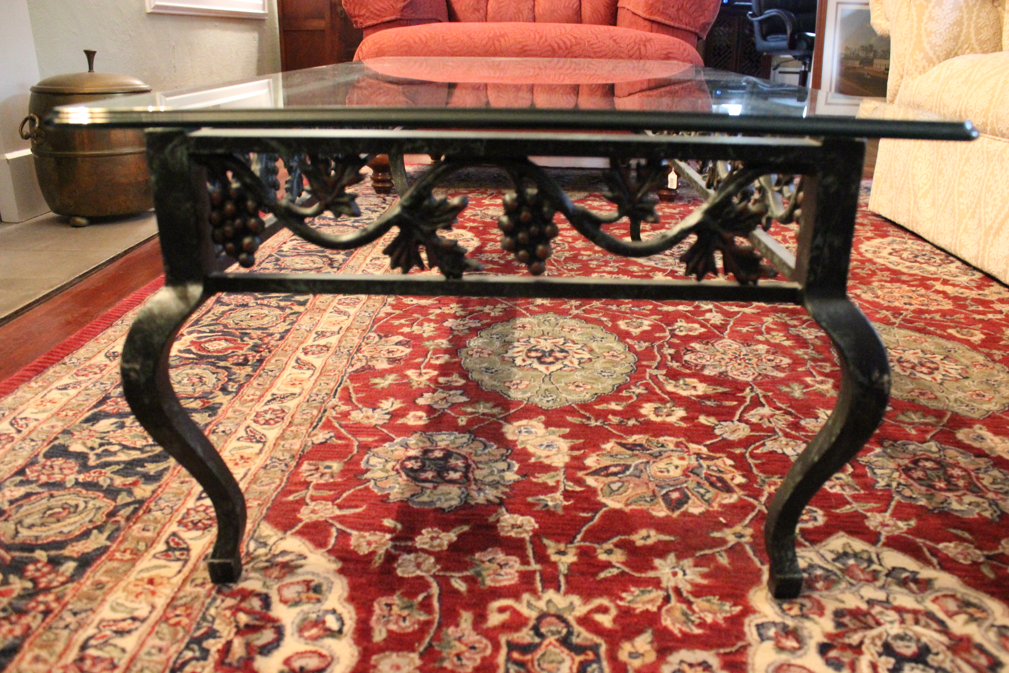 Tuscan Wrought Iron Glass Top Coffee Table 