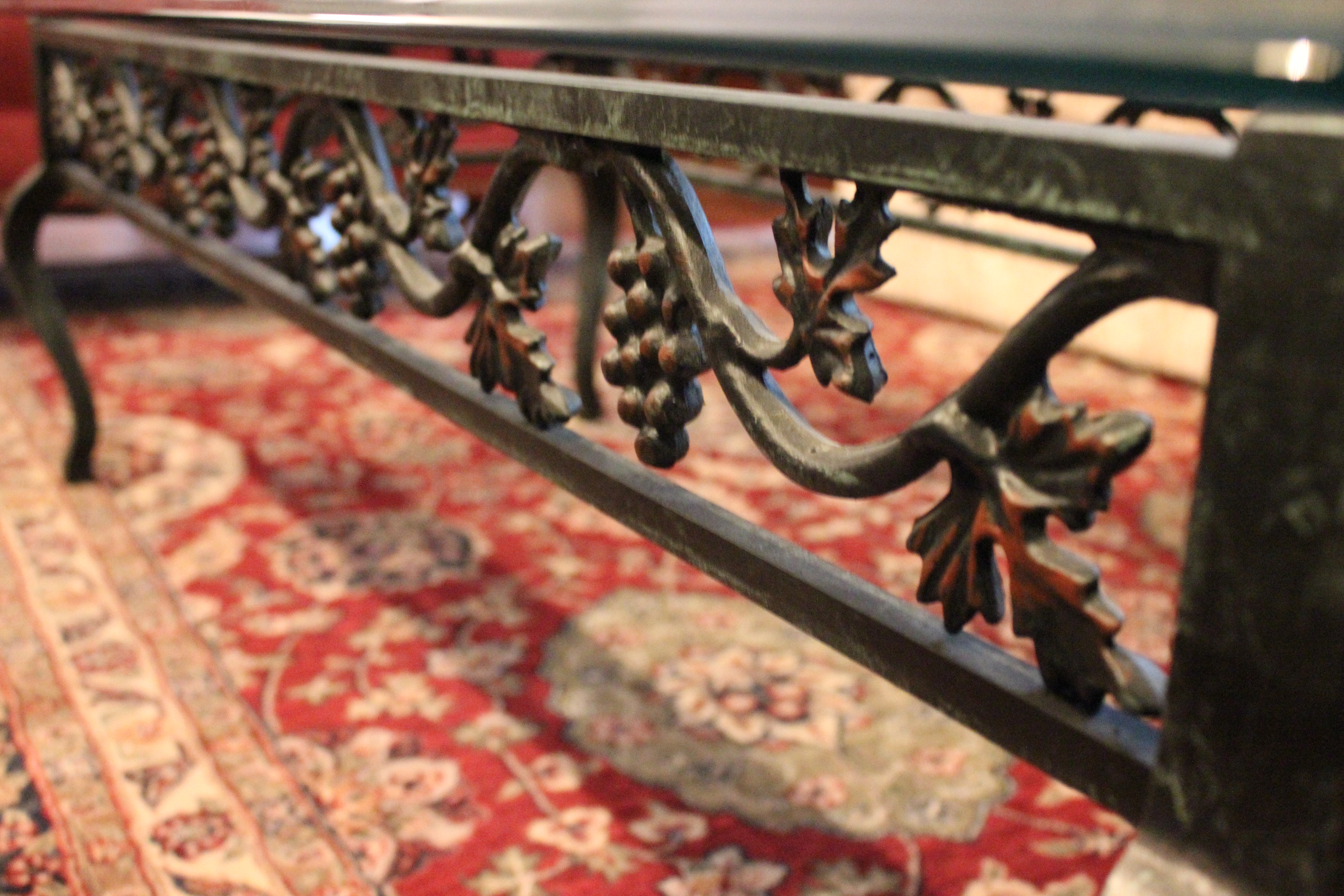 Tuscan Wrought Iron Glass Top Coffee Table 