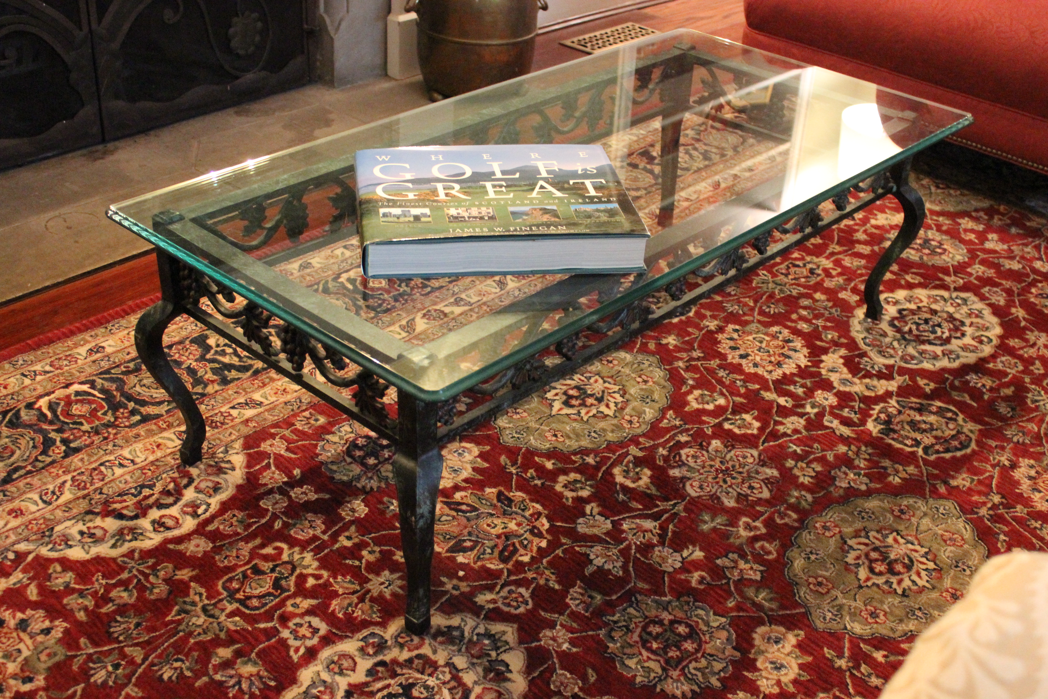 Tuscan Wrought Iron Glass Top Coffee Table 