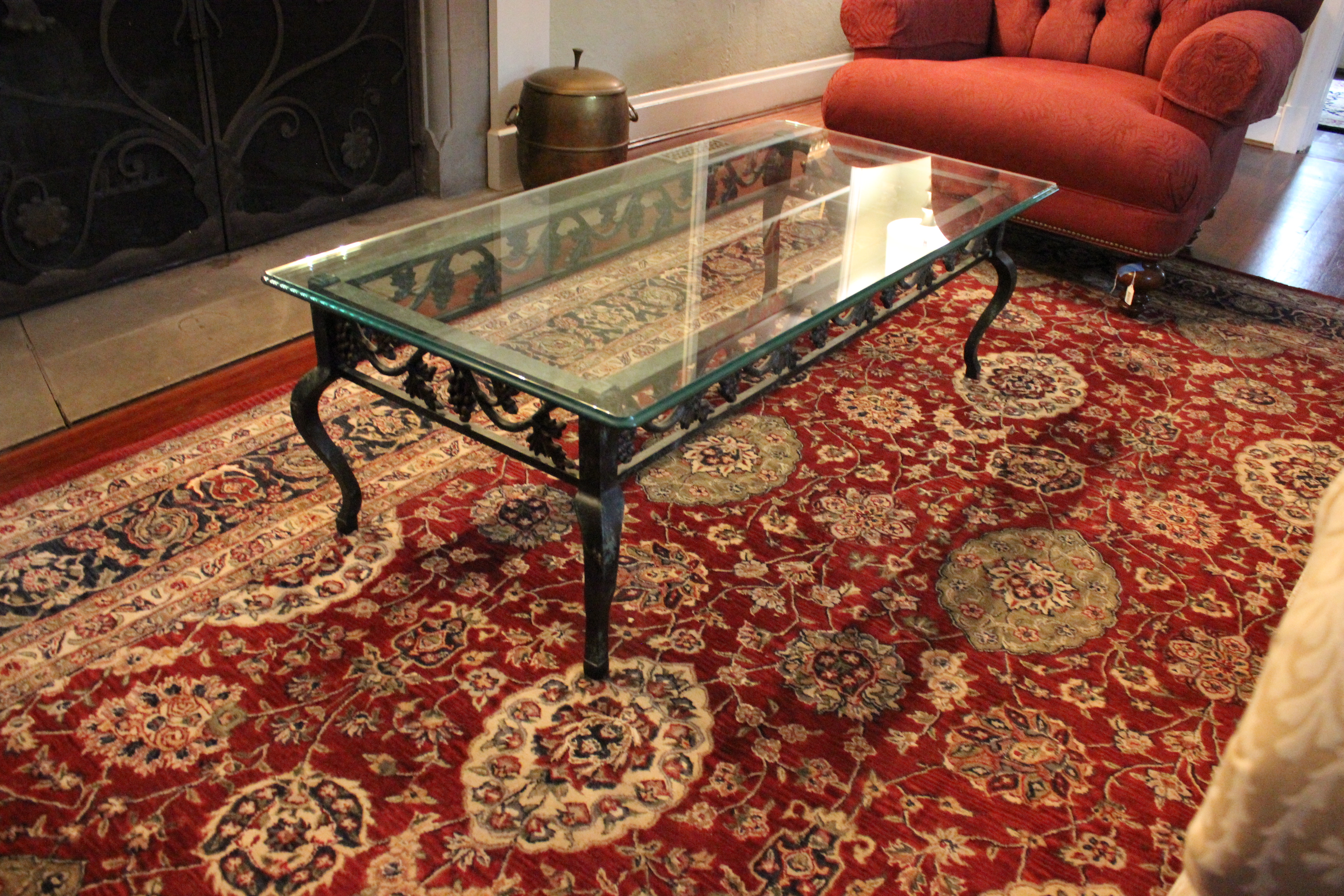 Tuscan Wrought Iron Glass Top Coffee Table 