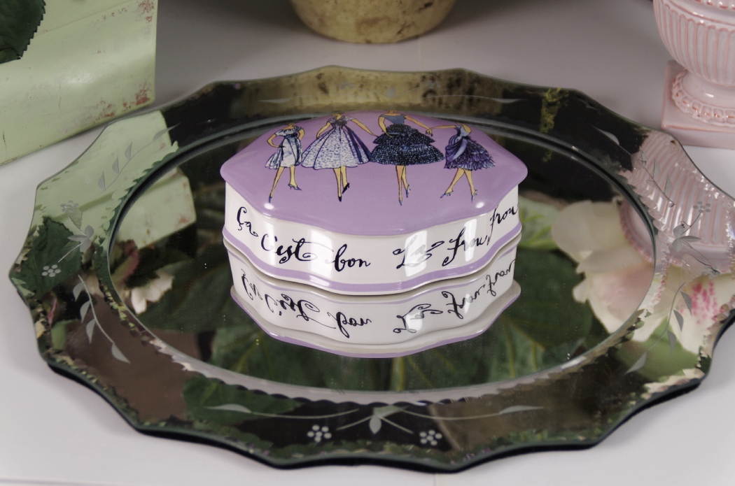 Pair of Vintage Hats with Stands, with Faux African Violet