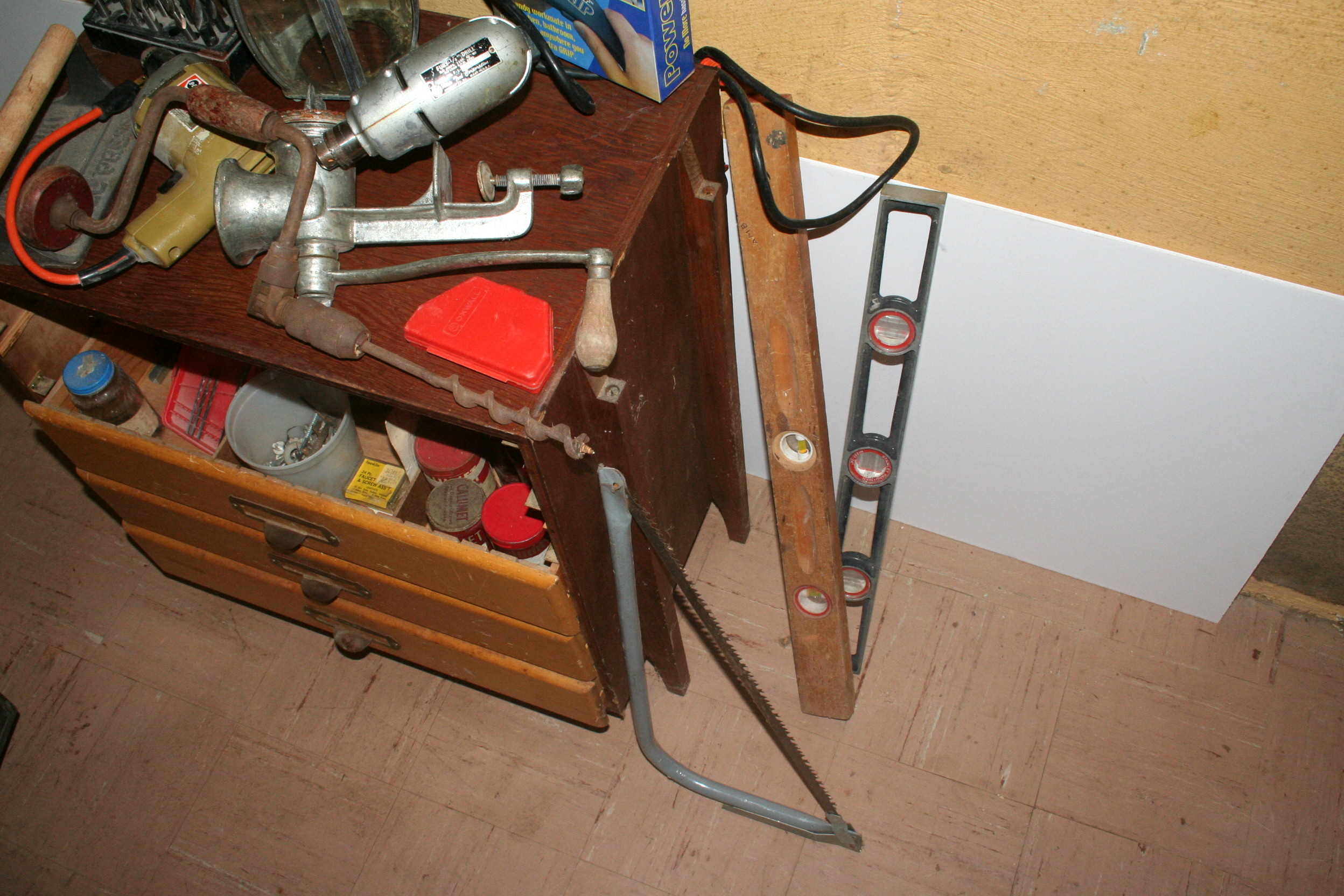 Vintage Cabinet and Tools