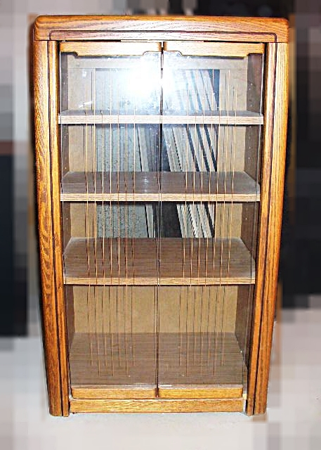 Oak Stereo Cabinet with Glass Doors