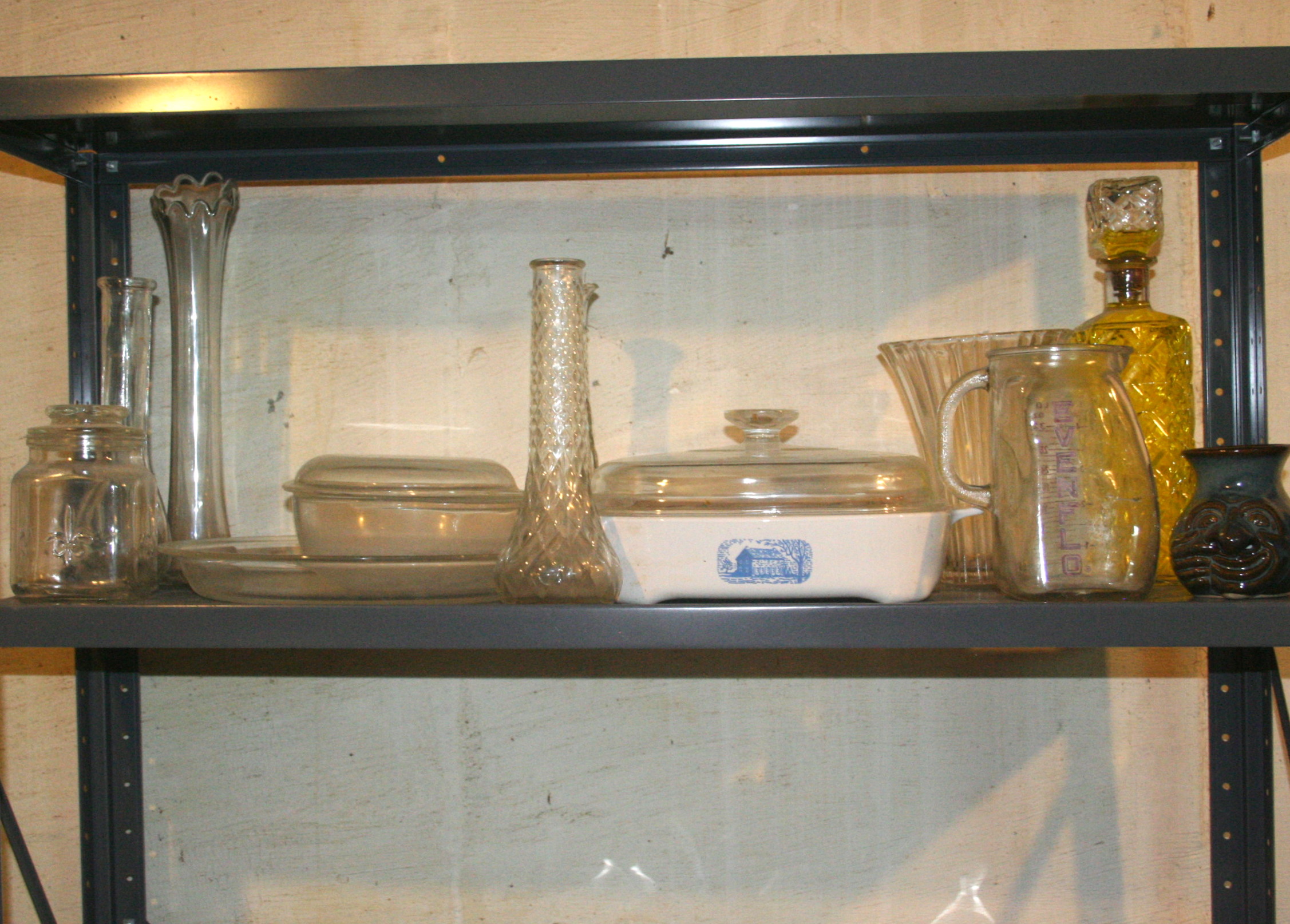 Shelf Lot of Vintage Glassware, Cannisters