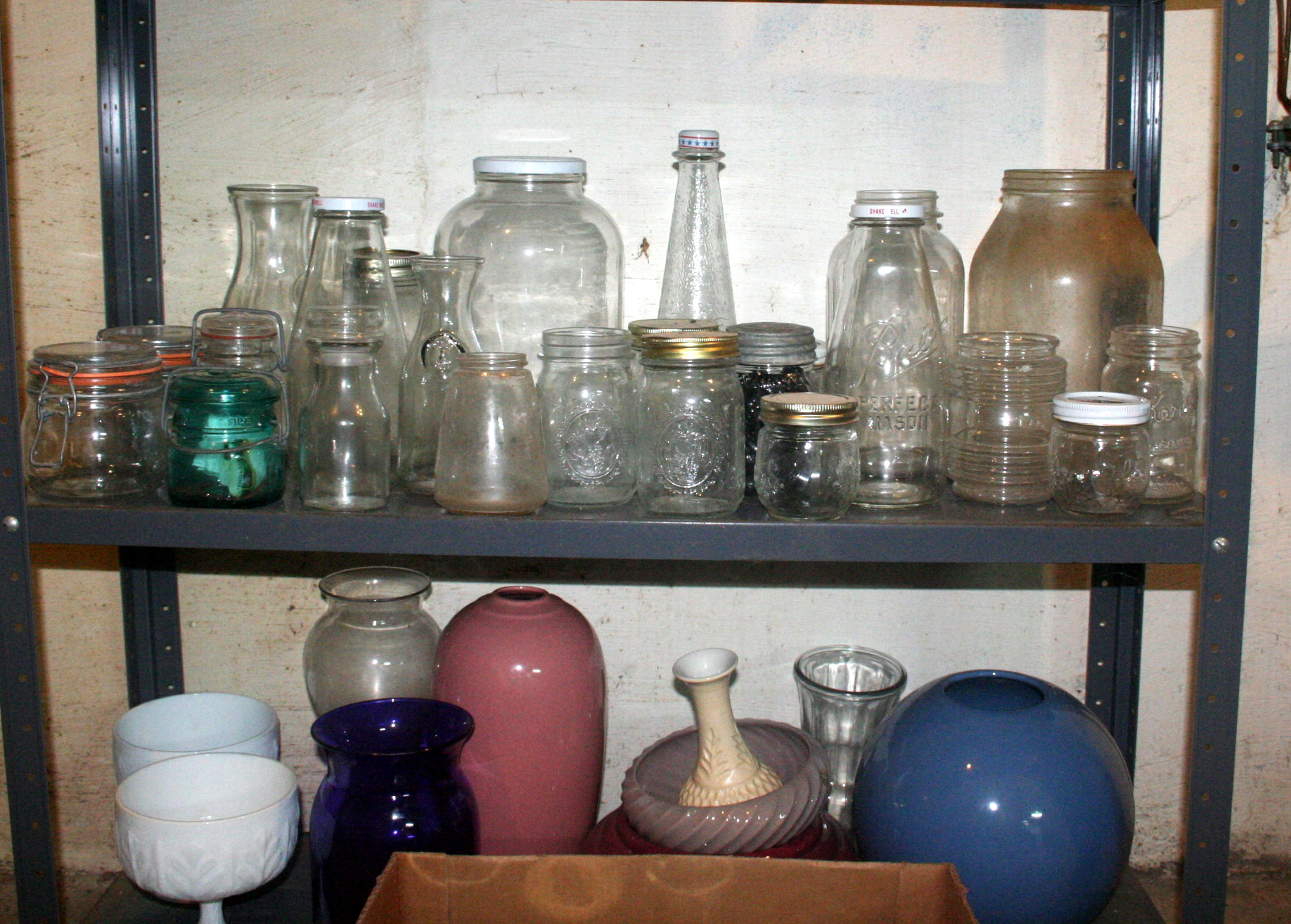 Shelf Lot of Vintage Glassware, Cannisters