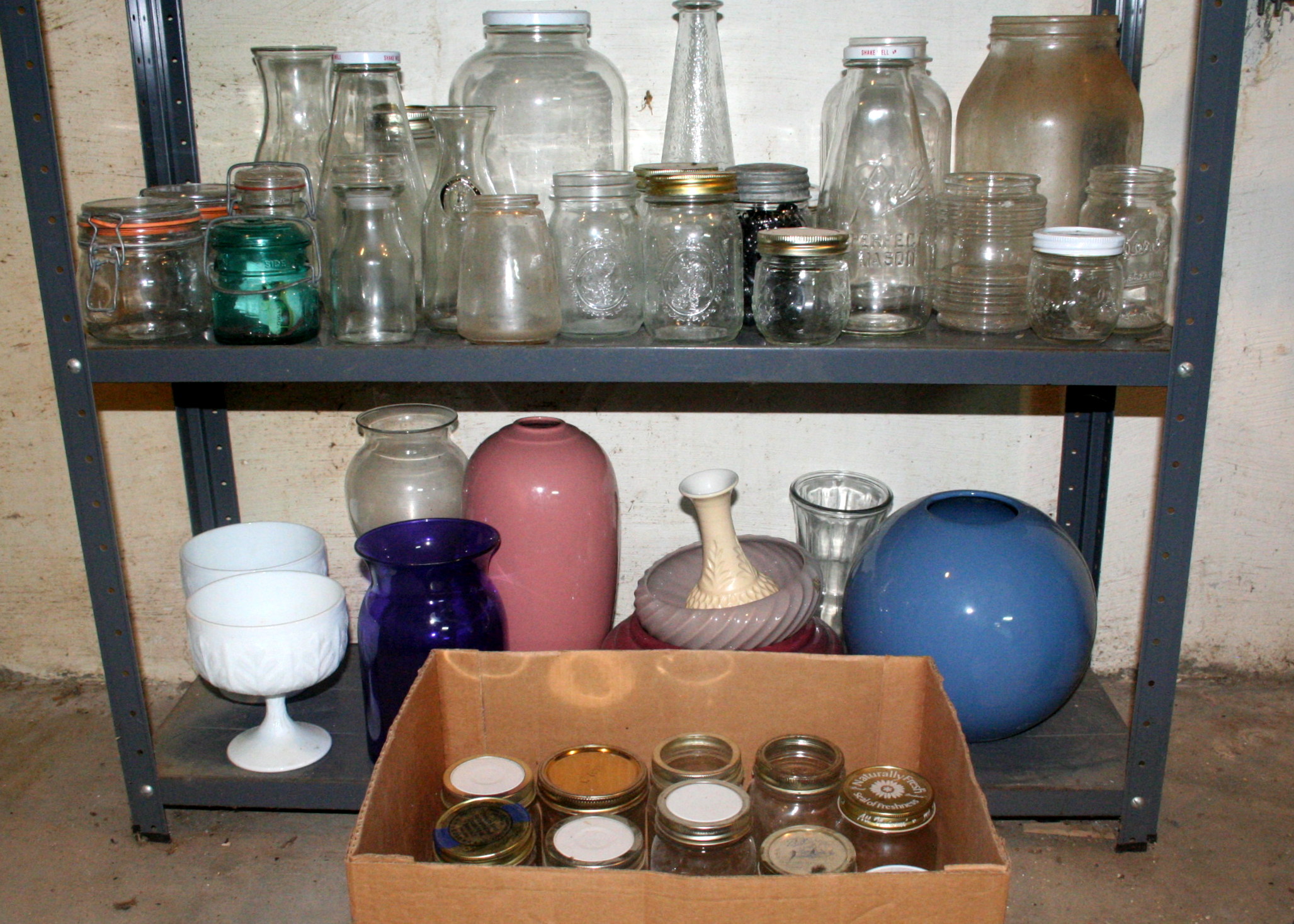 Shelf Lot of Vintage Glassware, Cannisters