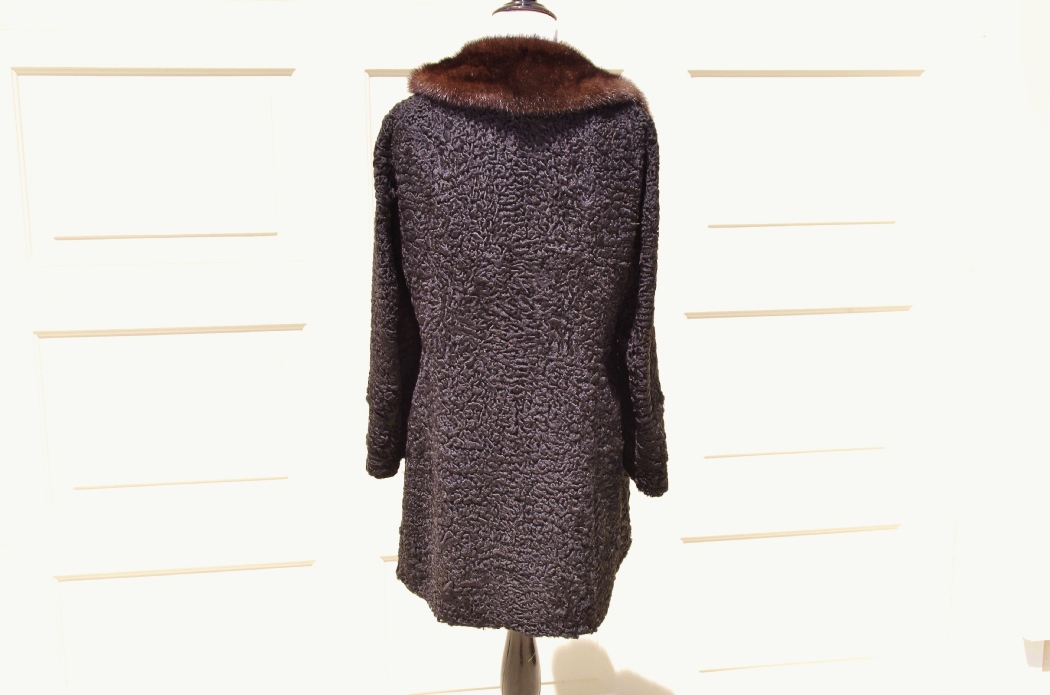 Black Persian Lambswool Coat with Mink Collar