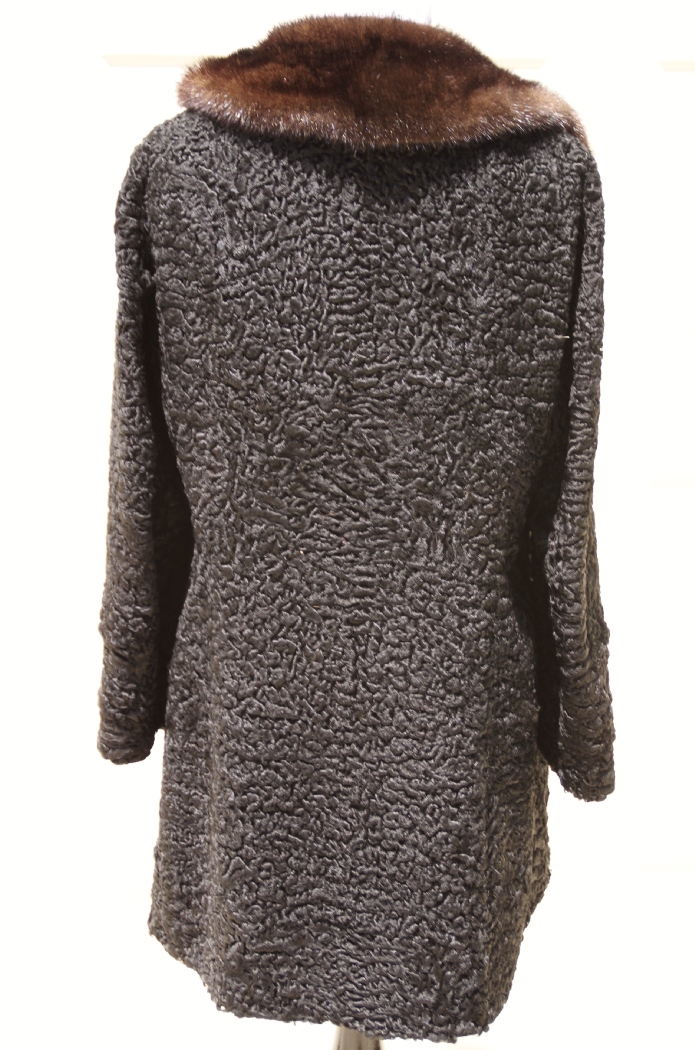 Black Persian Lambswool Coat with Mink Collar