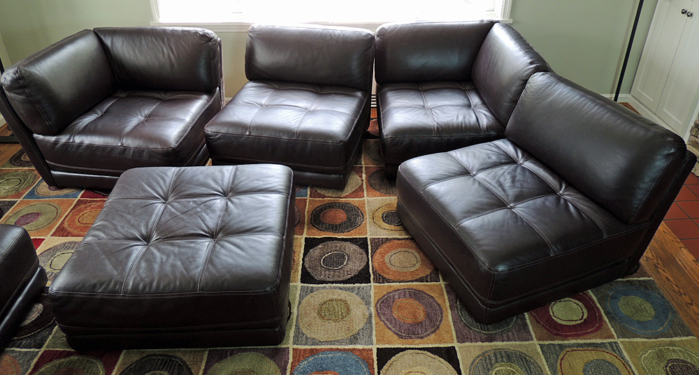 Chateau d'Ax Leather Sectional Sofa