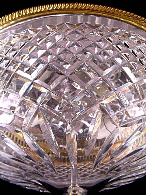 Elegant Waterford Crystal Dome Ceiling Light with Brass Trim