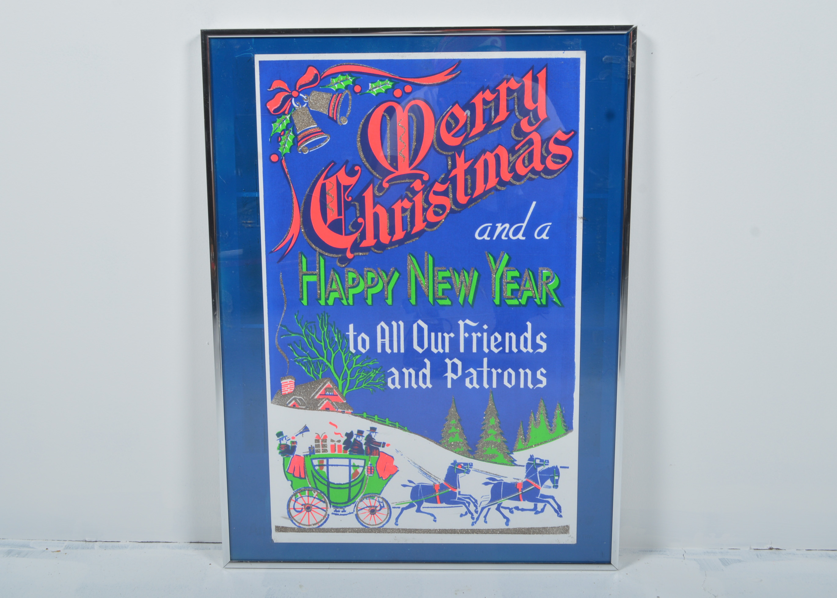 Vintage Merry Christmas Framed Advertisement