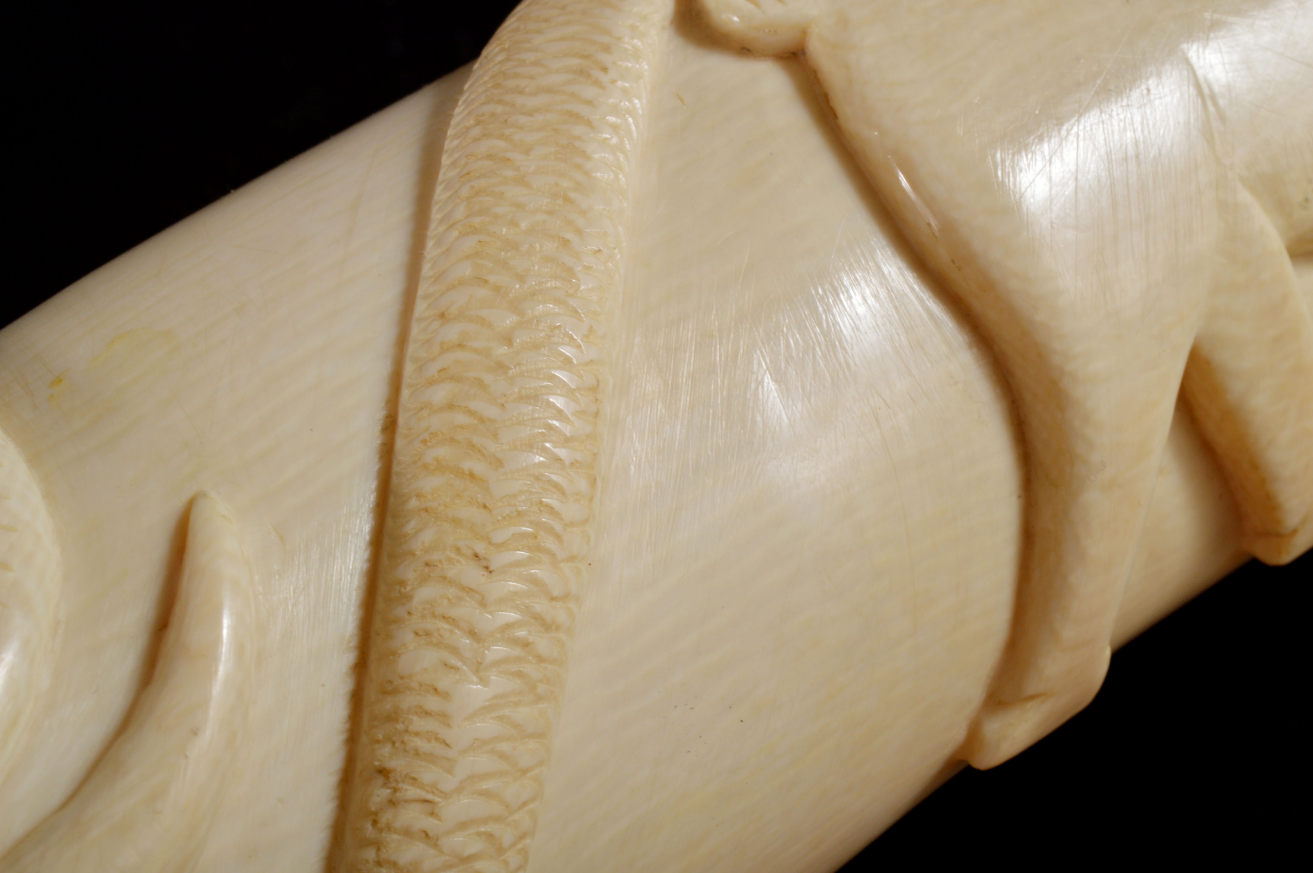 Vintage African Hand Carved Ivory Tusk Depicting Animals