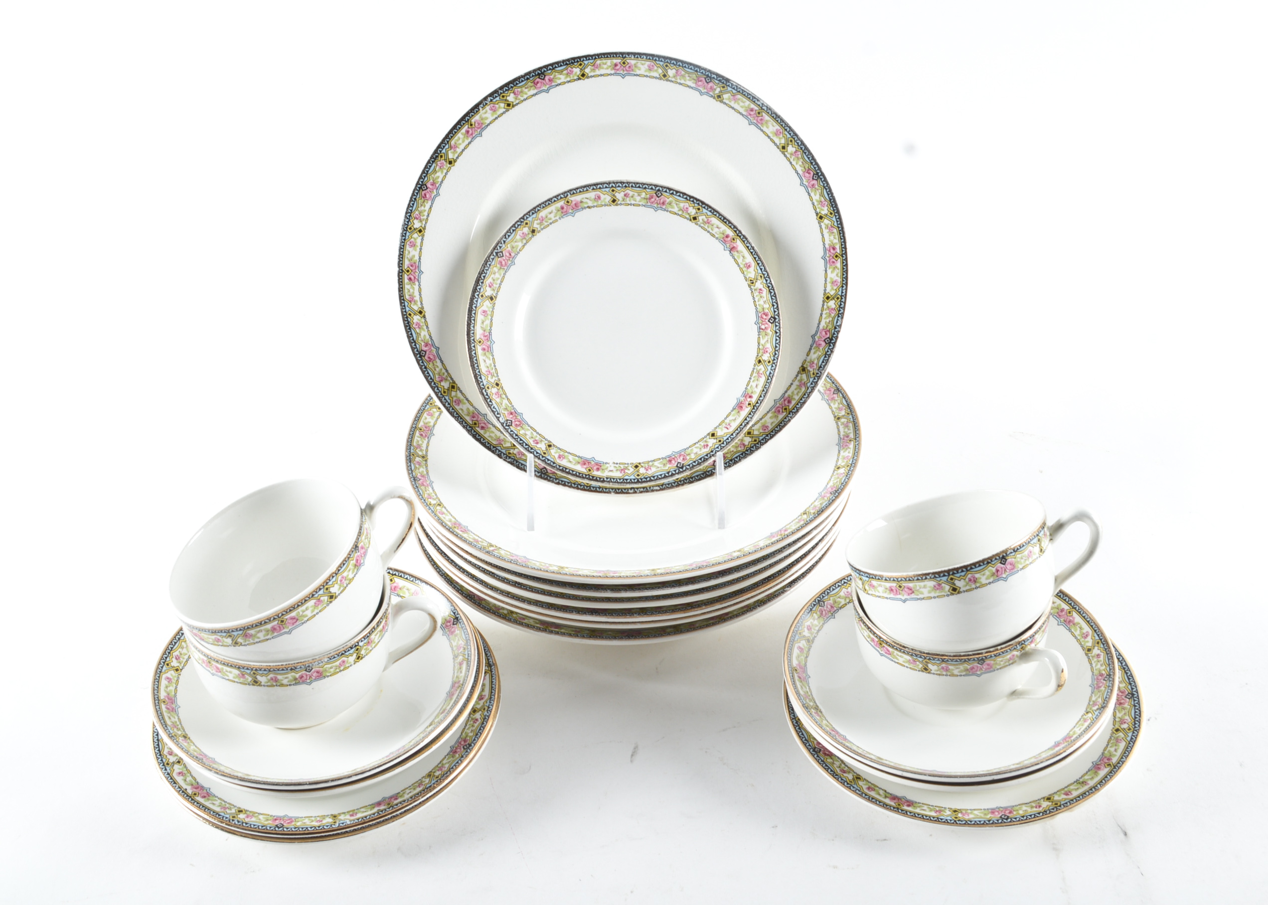 Vintage Crown Potteries Rose Scroll China Set 