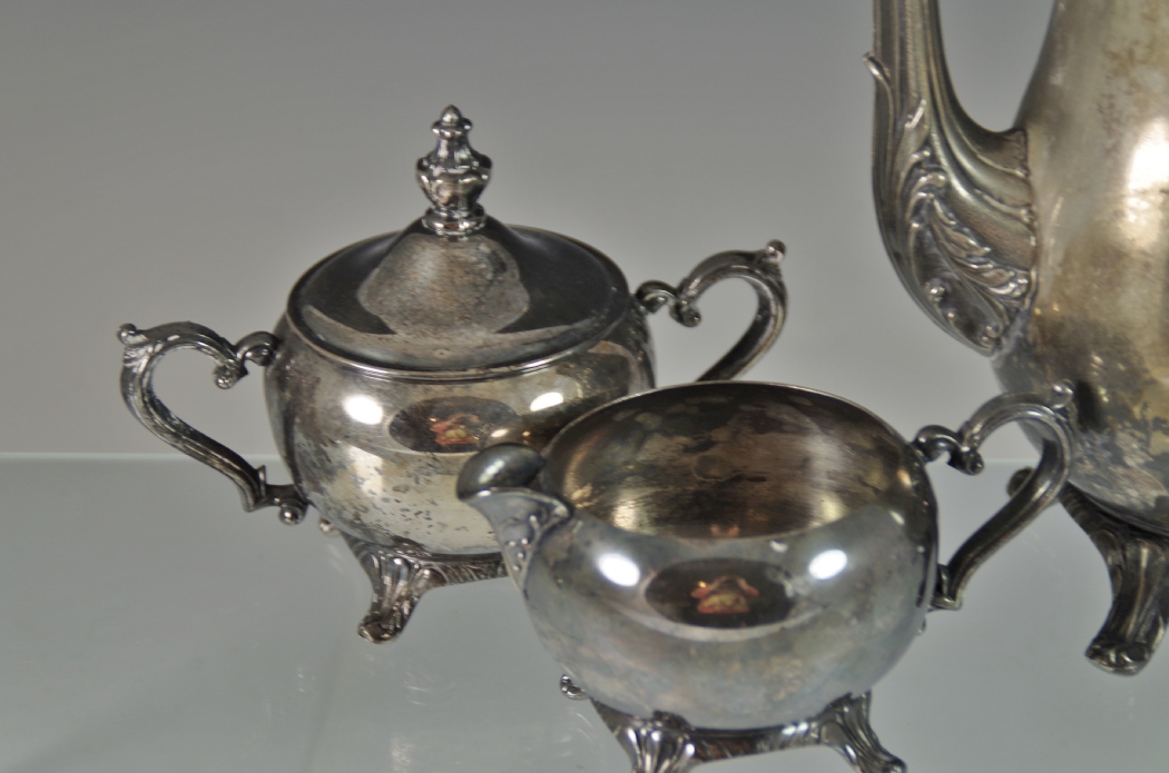 Vintage Silver-Plated Teapot, Sugar and Creamer