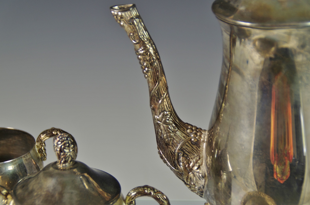 Vintage Silver-Plated Tea Service with Tray