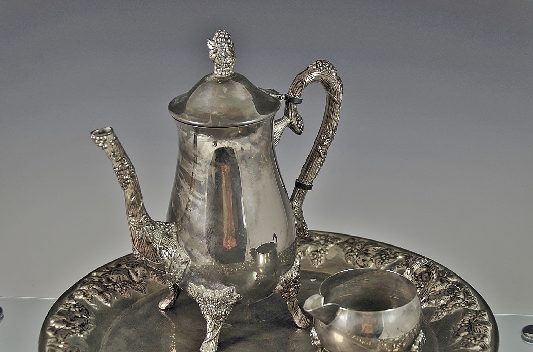 Vintage Silver-Plated Tea Service with Tray