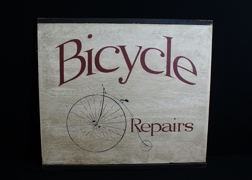 Bicycle Repair Shop Wood Wall Hanging