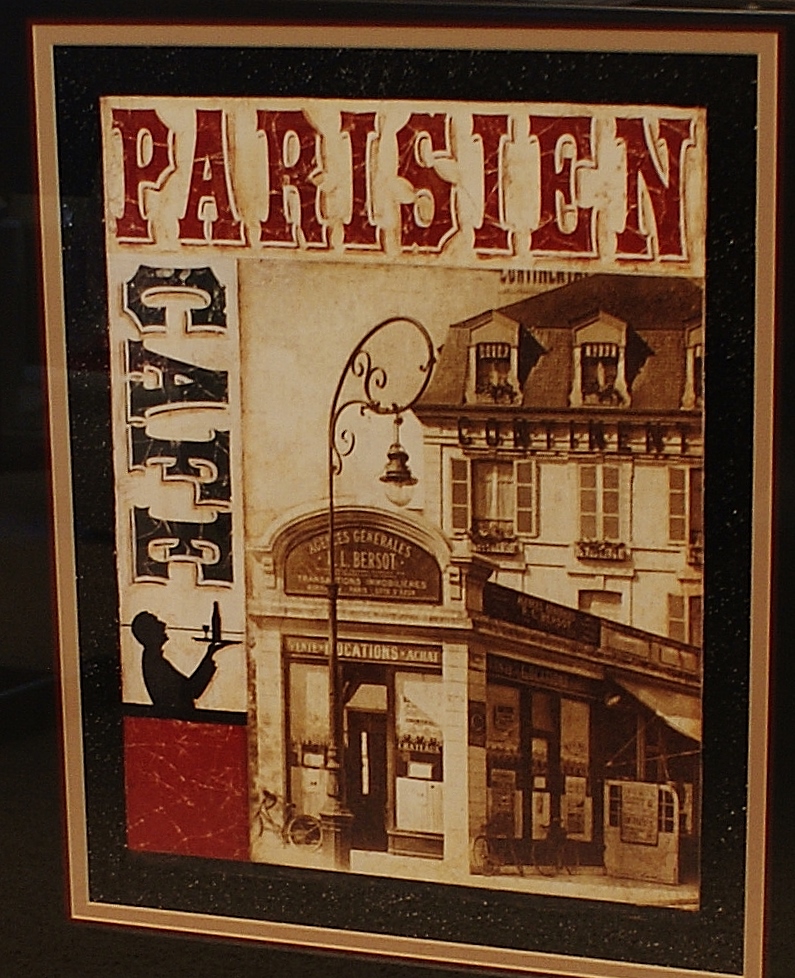 Vintage Look "Parisian Cafe" Framed Art Print