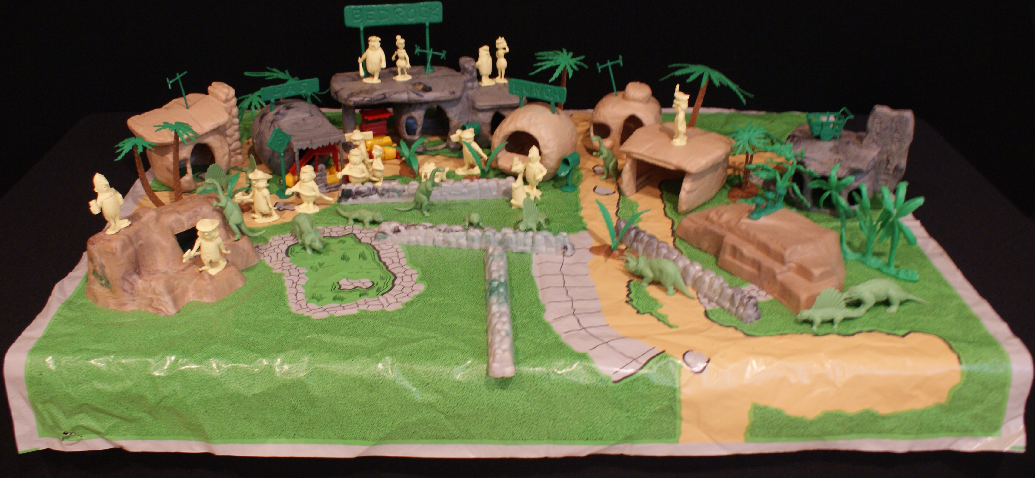 Vintage 1960s Marx Flintstones Playset