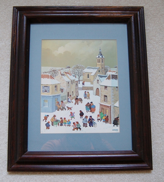 Village Snow Scene Print by Jean Axatard
