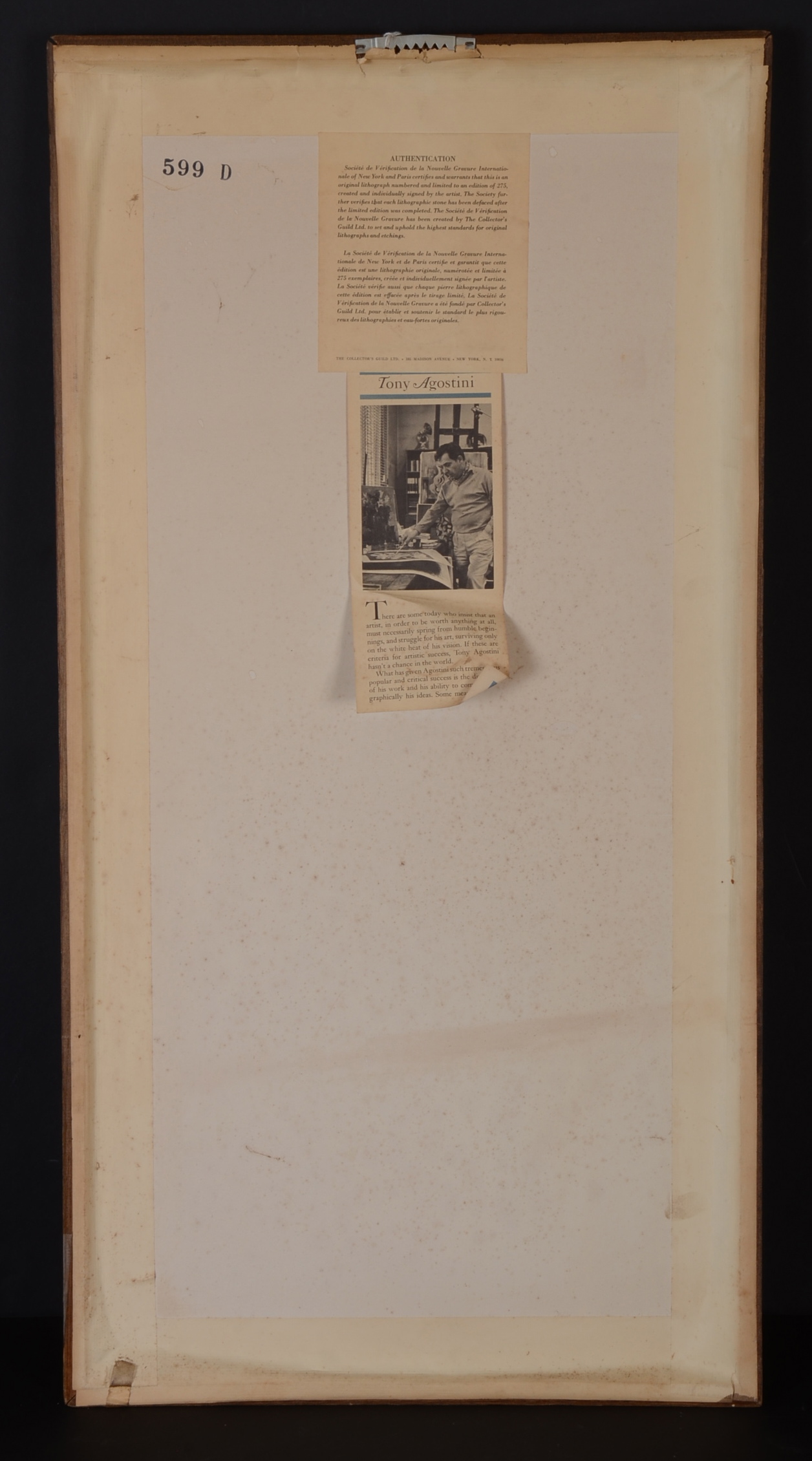 Pencil Signed Limited Edition Tony Agostini Stone Lithography 