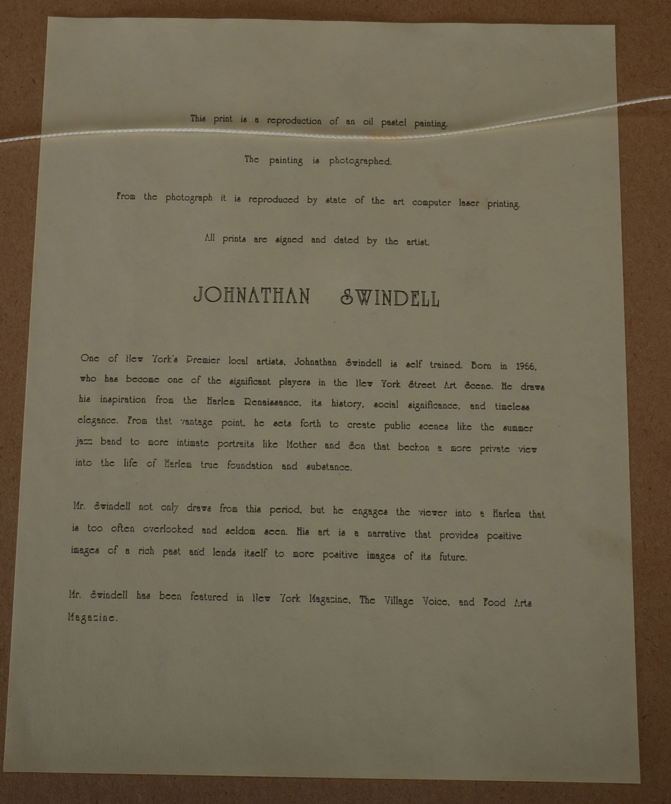 Signed Print by Artist John Swindell