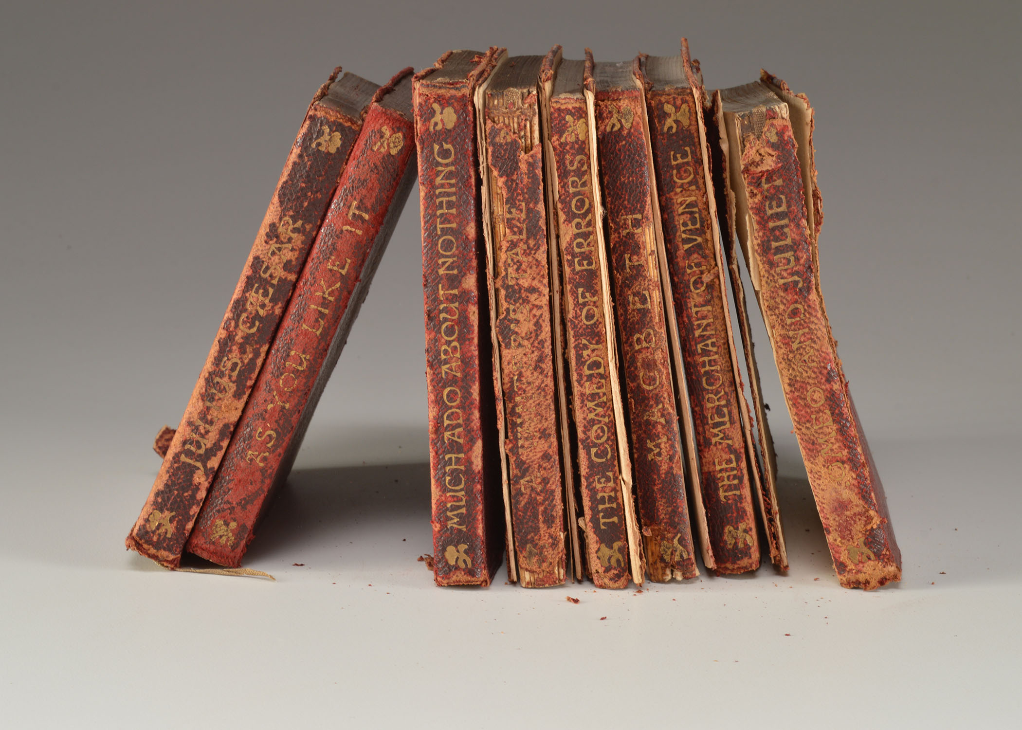 Eight Leather-Bound Shakespeare Books