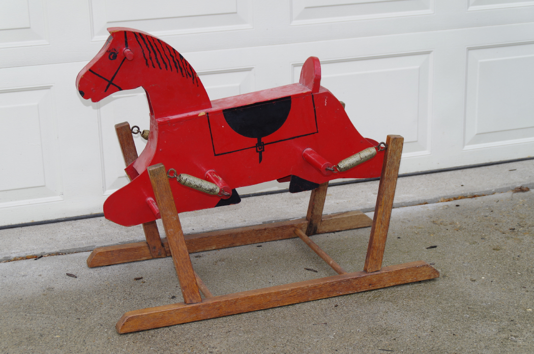 Vintage Spring Rocking Horse with Hand-Painted Red Finish