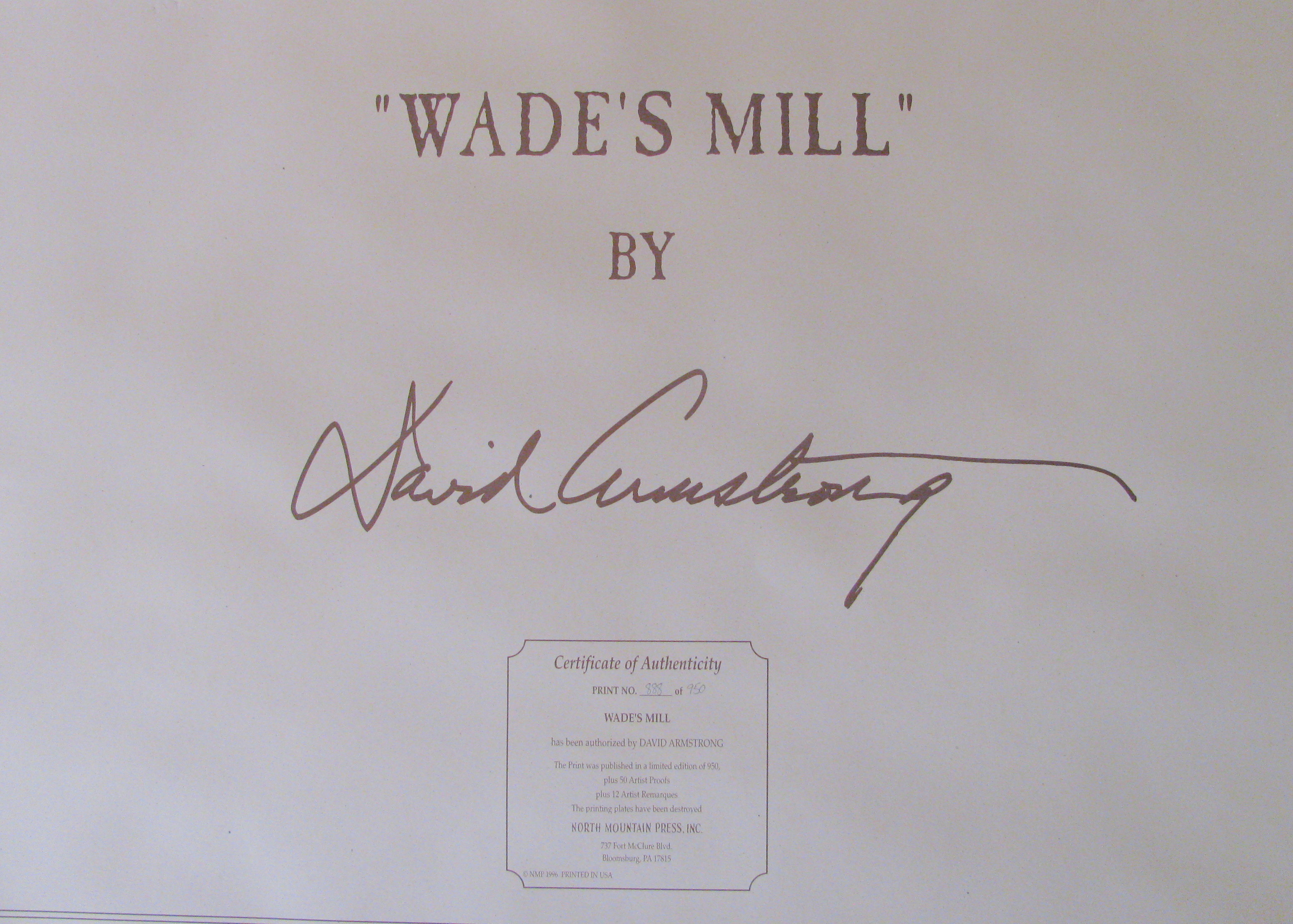 Original David Armstrong Limited Edition "Wade's Mill" Lithograph