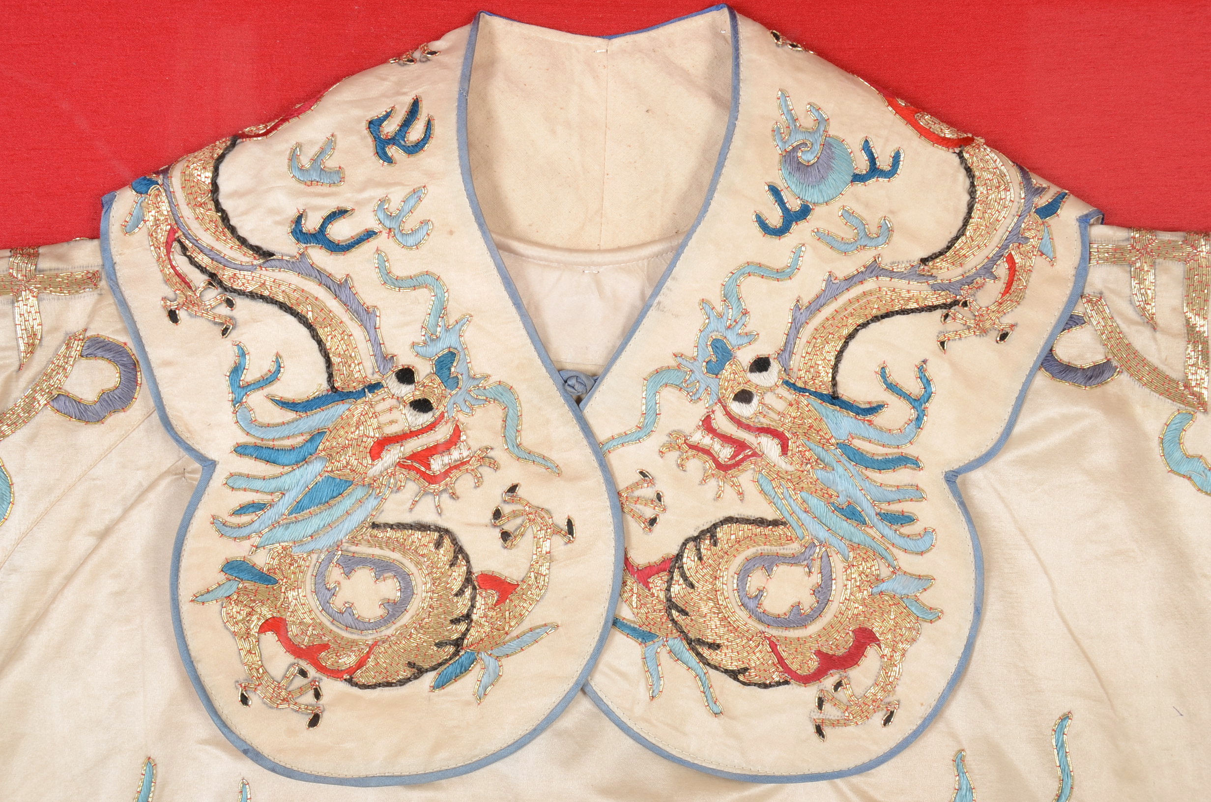 19th Century Qing Dynasty Chinese Imperial Dragon Robe in Frame