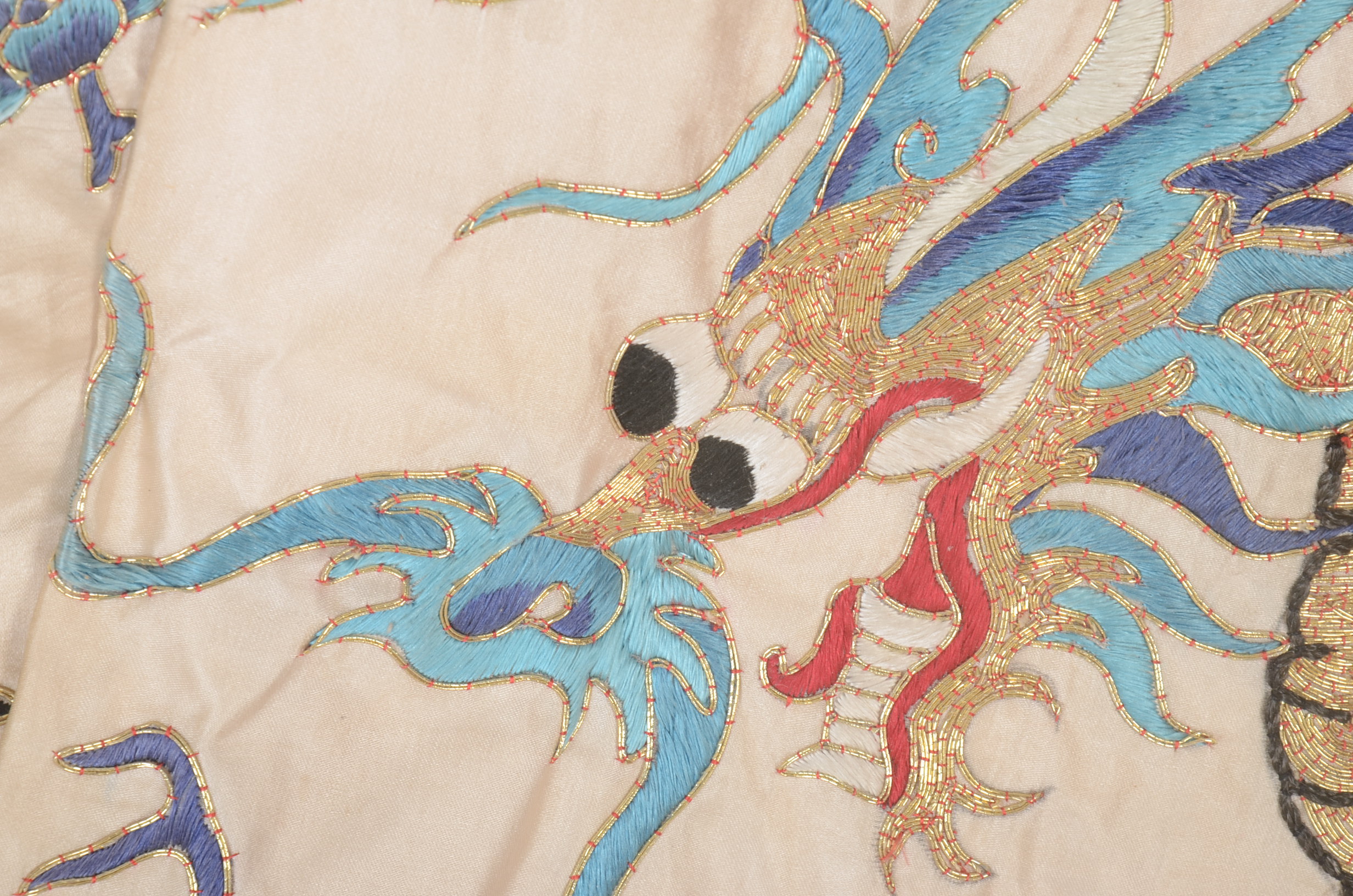 19th Century Qing Dynasty Chinese Imperial Dragon Robe in Frame