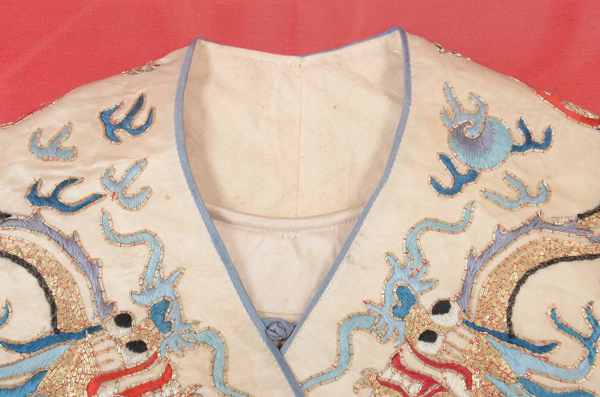 19th Century Qing Dynasty Chinese Imperial Dragon Robe in Frame