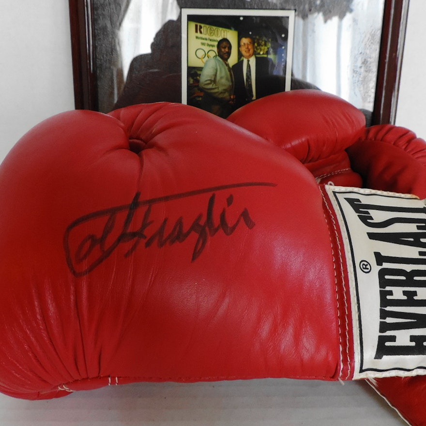 Joe Frazier Signed Boxing Gloves and Photo