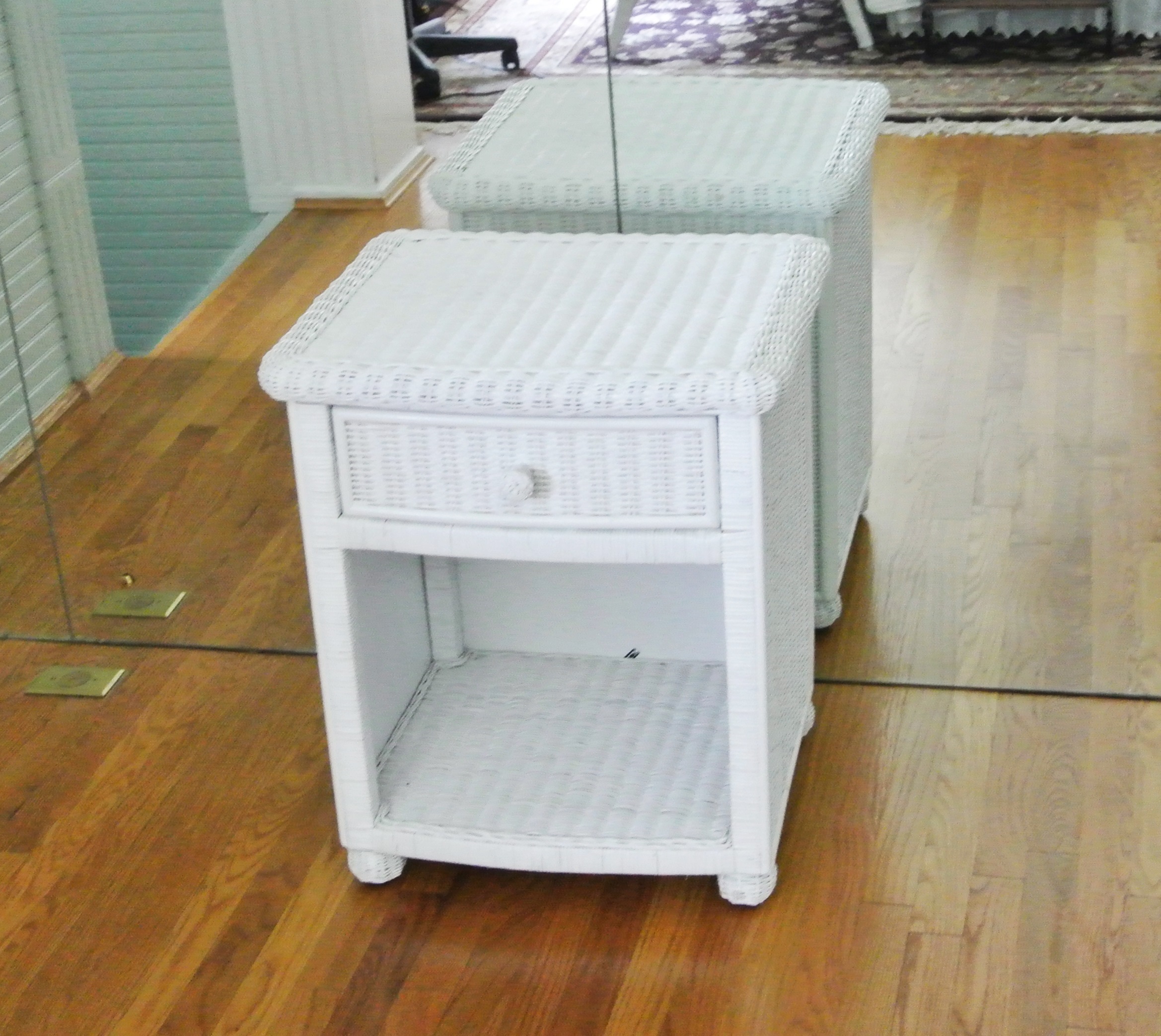 White Wicker Nightstand EBTH