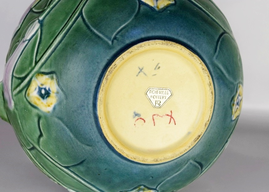 A Roseville Morning Glory Round Vase in Green Glaze, Circa 1935