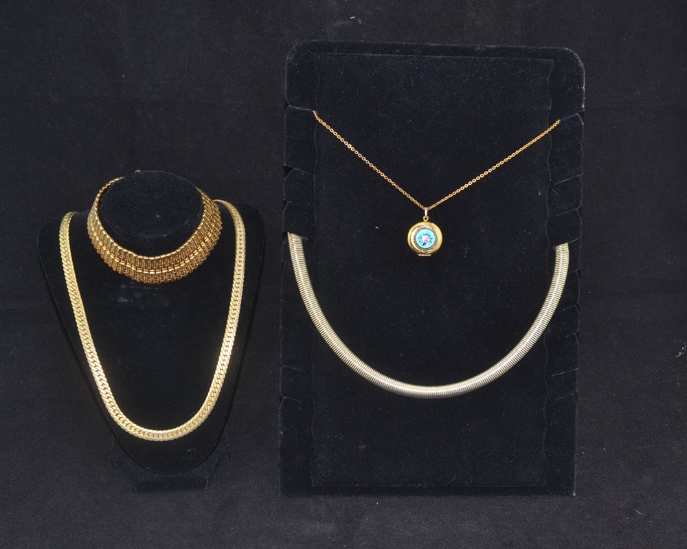 Vintage Gold Toned Large Necklaces And A Locket