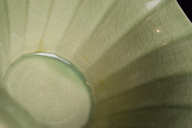 A Rookwood Fluted Bowl, Mold #6130, in a High Gloss Soft Green Gl