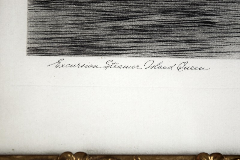 Two Black-and-White Etchings of Paddleboats by Menzo Van Esveldt