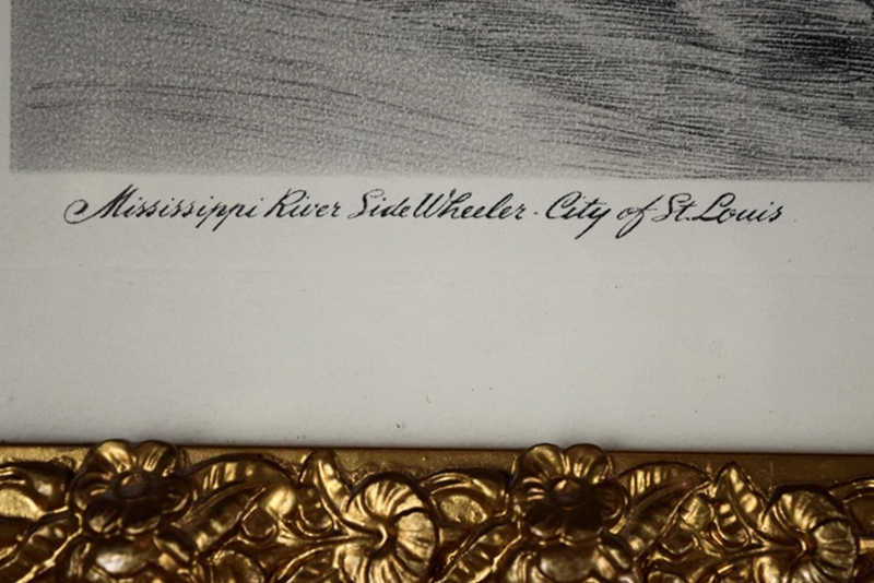 Two Black-and-White Etchings of Paddleboats by Menzo Van Esveldt