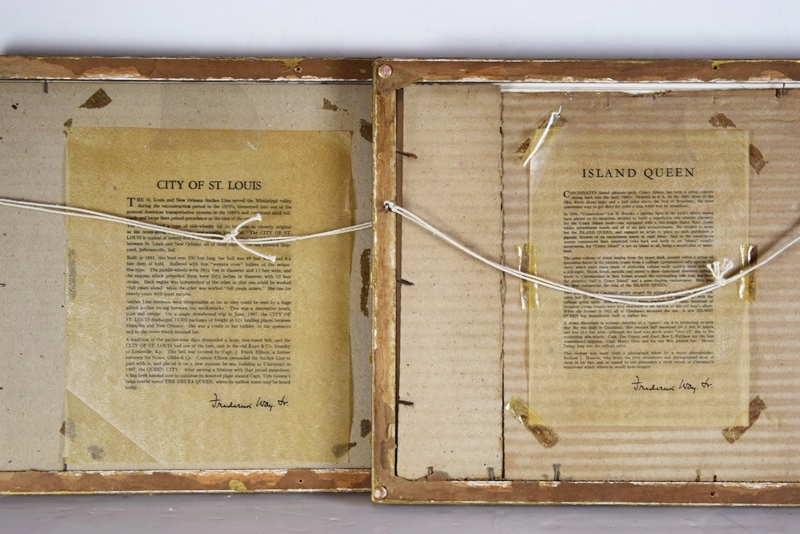 Two Black-and-White Etchings of Paddleboats by Menzo Van Esveldt