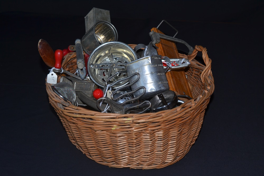 Basket of Vintage Kitchen Gadgets