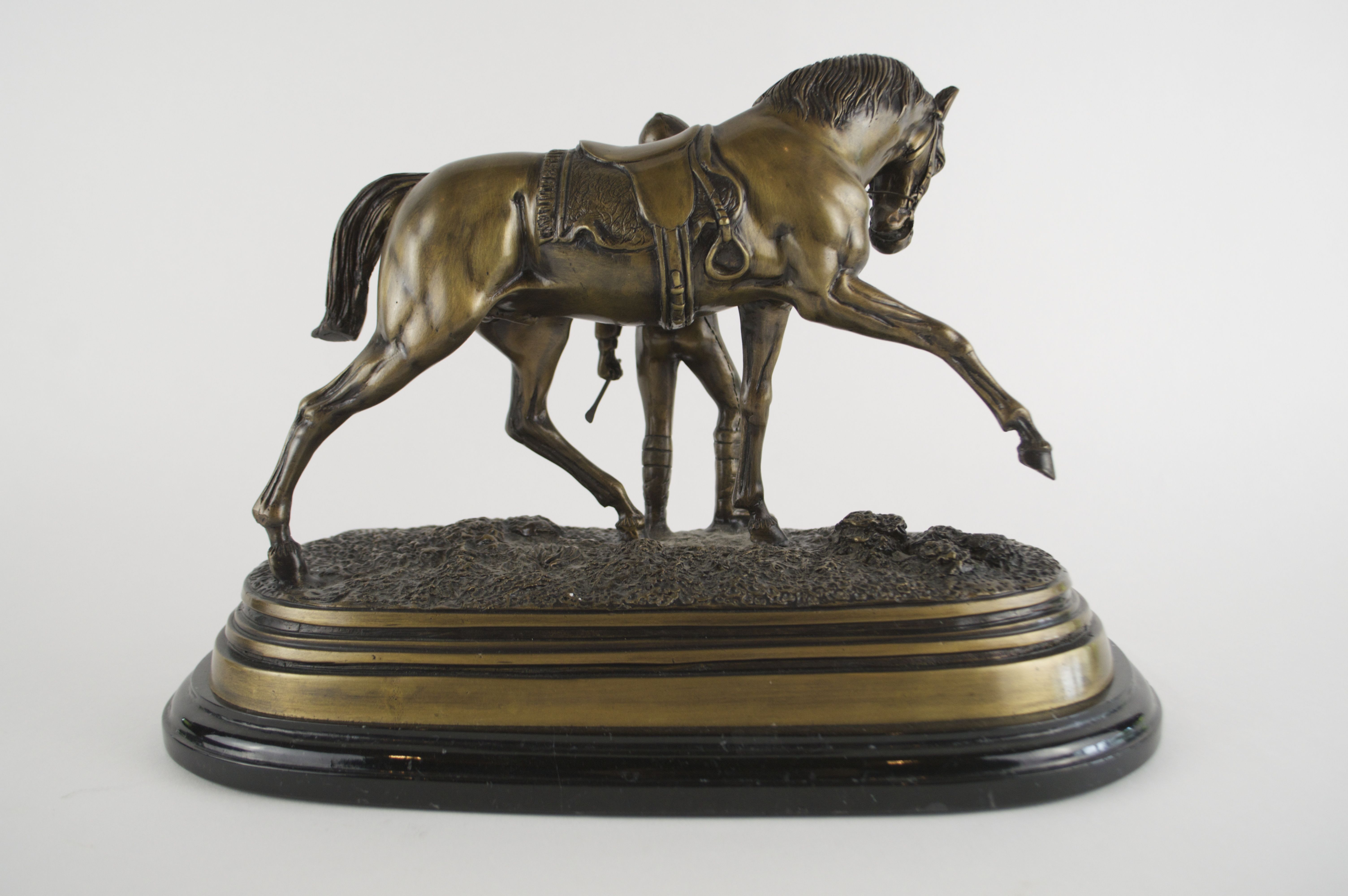 Bronze on Marble Thoroughbred Horse with Jockey “Delaware Park”