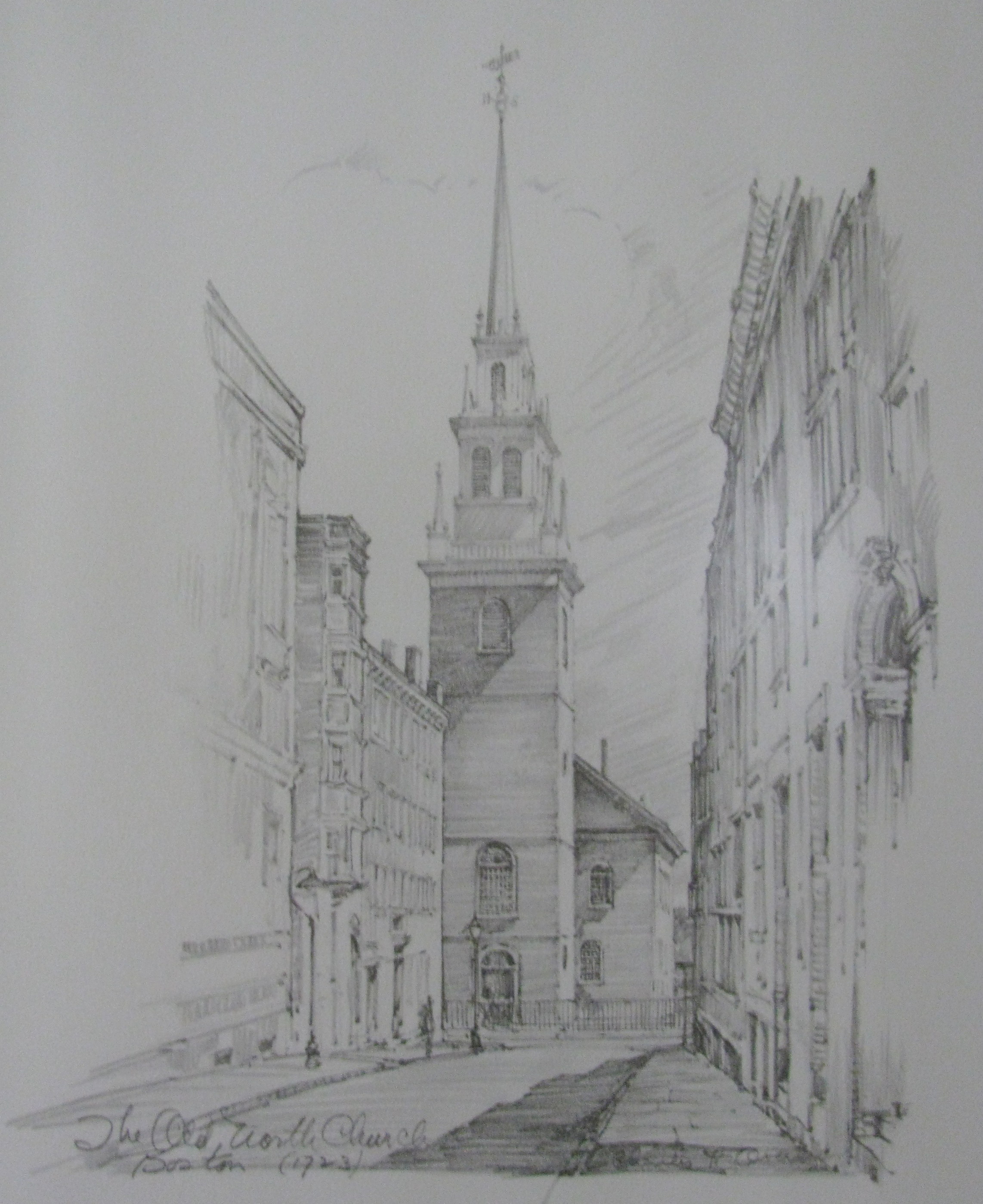 Pair of Framed Pencil Sketch Prints by Charles H. Overly