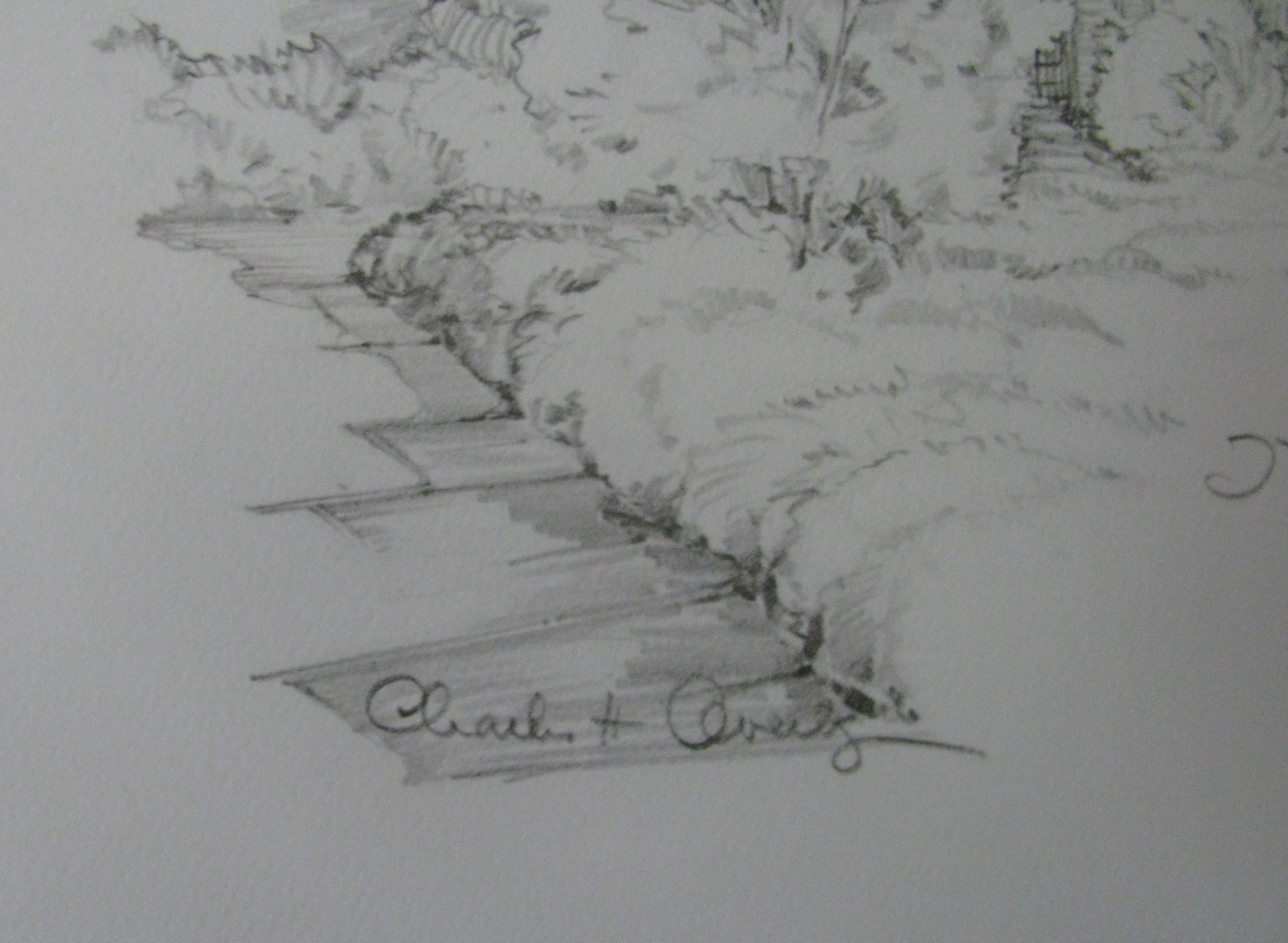 Pair of Framed Pencil Sketch Prints by Charles H. Overly