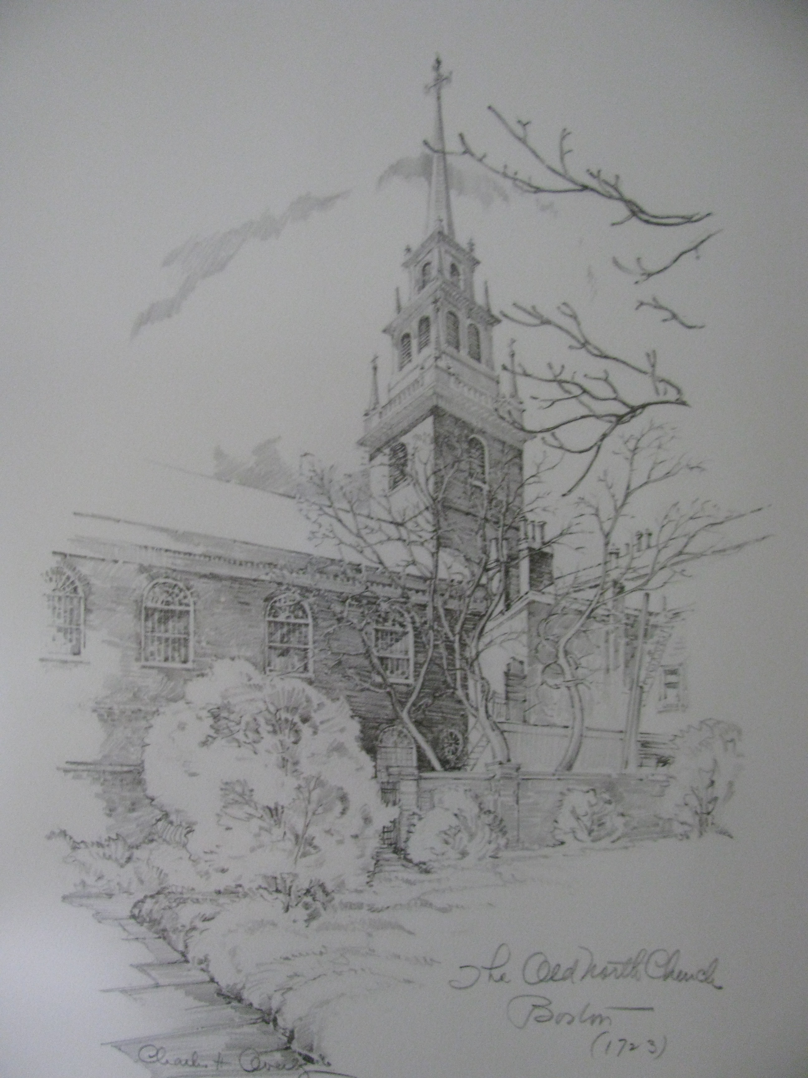 Pair of Framed Pencil Sketch Prints by Charles H. Overly